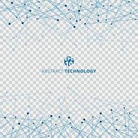 Abstract technology blue mesh with dots on transparent background vector