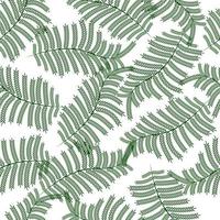 seamless pattern, drawn fern leaves on a white background, textiles, wallpaper vector