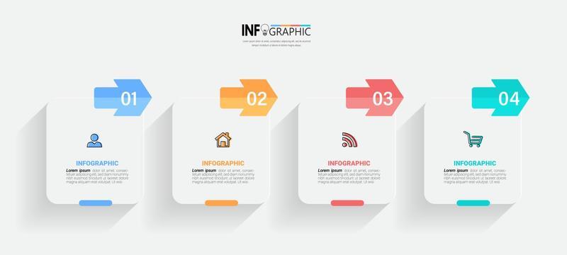 Four steps timeline infographic template