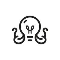 icono de idea de pulpo y lámpara vector