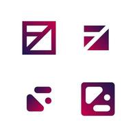 conjunto de letras abstractas fyv plantilla de logotipo de varias formas