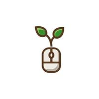 plantilla de logotipo de ratón forma de icono de hoja natural vector