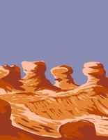 Goblin Valley State Park Hoodoos Rock Pinnacles in Green River Utah USA WPA Poster Art vector