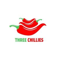 tres chiles rojos frescos vector