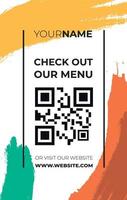 QR colorful menu in memphis style vector