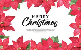 Beautiful Christmas Greeting Background with Red and Green Leaves vector