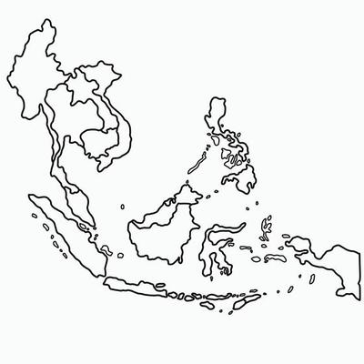 doodle freehand drawing of south east asia countries map.