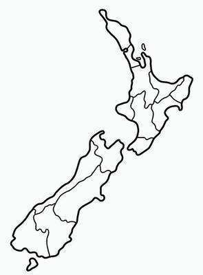 doodle freehand drawing of new zealand map.