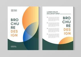 Flyer brochure design, business cover size A4 template, geometric circles orange and green color vector