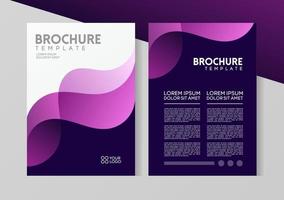 Flyer brochure design, business cover size A4 template, geometric wave purple color vector