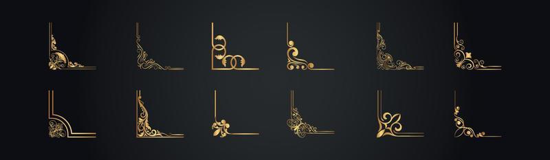 calligraphic corners and frames in gold