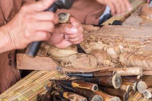 Craftsman wood carving. photo