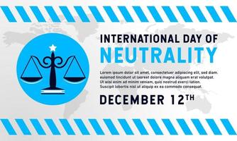 International Day of Neutrality Background.December 12. Template for banner, greeting card, or poster. With a weight scale law icon. Premium vector illustration