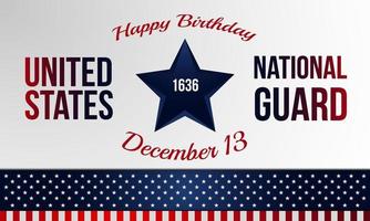 United States National Guard Birthday. December 13. Template for background, banner, card, or poster. With shield, star icon and USA flag. Premium and luxury vector illustration