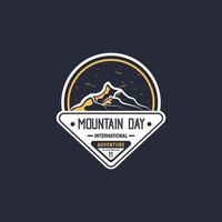 International Mountain Day. December 11. Rubber stamp, background, label, poster, greeting card, letter, banner, vector illustration. With mountain icon. Premium and luxury design