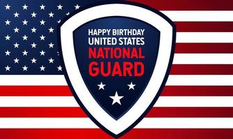 United States National Guard Birthday. December 13. Template for background, banner, card, or poster. With shield, star icon and USA flag. Premium and luxury vector illustration