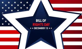 Bill of Rights Day. December 15. Template for background, banner, card, or poster. With a star icon and USA flag. Premium and luxury vector illustration