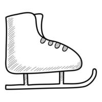 Christmas holidays kid skates icon, hand drawn and outline style vector