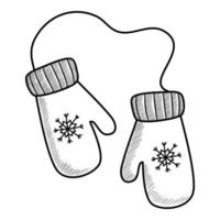 Christmas holidays wool gloves icon, hand drawn and outline style vector