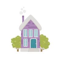 Cute village house icon, cartoon style vector