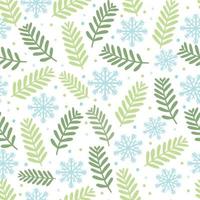 patrón sin fisuras con conos de abeto de Navidad, agujas y copos de nieve. fondo repetido con rama de coníferas. textura de invierno vintage con ramitas de coníferas. ilustración vectorial dibujada a mano para imprimir vector