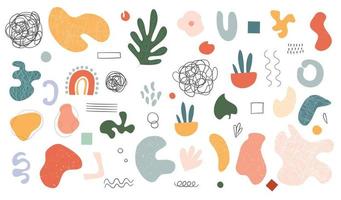 Big set of Hand drawn various colorful shapes and doodle objects. Abstract contemporary modern trendy vector illustration. All elements are isolated