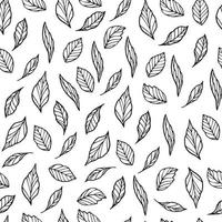 Seamless Leaves pattern. Vector black and white background and texture.