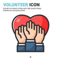 Volunteer icon vector with outline color style isolated on white background. Vector illustration voluntary sign symbol icon concept for business, finance, industry, company, apps, web and project