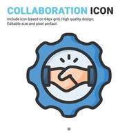 Collaboration icon vector with outline color style isolated on white background. Vector illustration teamwork, contribution sign symbol icon concept for business, finance, industry, apps and project