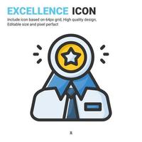 Excellence icon vector with outline color style isolated on white background. Vector illustration goodness sign symbol icon concept for business, finance, industry, company, apps, web and all project