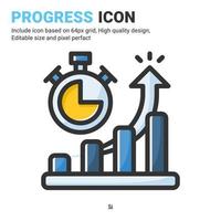 Progress icon vector with outline color style isolated on white background. Vector illustration growth, graph sign symbol icon concept for business, finance, industry, company, apps, web and project