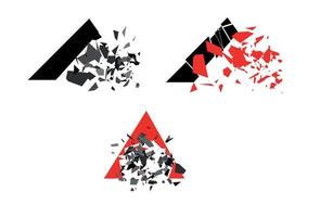 Shape explosion broken and shattered flat style design vector illustration set.