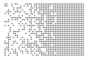 Pixel disintegration, decay effect. Various rectangular elements made of square shapes. vector