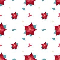 Seamless floral pattern of red flowers vector