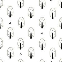seamless pattern tree hand drawn on a white background vector
