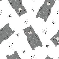 Bear seamless pattern cartoon animal background for kids hand drawn design in cartoon style Used for printing, wallpaper, room decoration. vector illustration