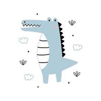 Crocodile on white background flat icon vector illustration space shuttle space travel for banners, website design