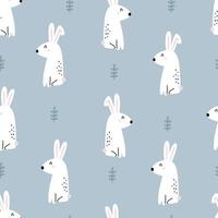 Rabbit background for kids seamless cartoon pattern Hand-drawn design in children's style. Use for prints, wallpapers, textiles, vector illustrations.