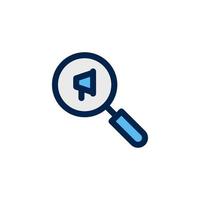 Magnifier icon design vector illustration with symbol seo, optimization, search, research, searching for advertising business