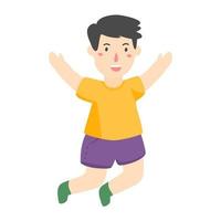 happy open arms jumping little kid boy vector