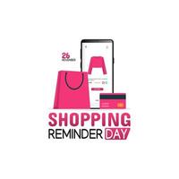 vector graphic of shopping reminder day good for shopping reminder day celebration. flat design. flyer design.flat illustration.