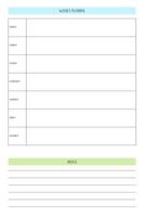 weekly personal planner diary template in classic strict style with multicolor elements. Monthly calendar individual schedule minimalism restrained design for business notebook. Week starts on sunday vector