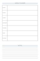 weekly personal planner diary template in classic strict style. Monthly calendar individual schedule minimalism restrained design for business notebook. Week starts on sunday vector