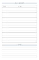 plantilla de diario de planificador personal diario en estilo estricto clásico. calendario mensual horario individual minimalismo diseño restringido para cuaderno de negocios vector