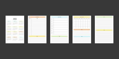 2023 calendar and daily weekly monthly personal planner diary template. Monthly calendar individual schedule minimalism restrained design for business notebook. Week starts on sunday vector