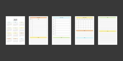 2024 calendar and daily weekly monthly planner diary template in classic strict style. Monthly calendar individual schedule minimalism restrained design for business notebook. Week starts on sunday vector