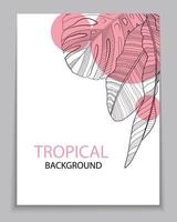 plátano tropical abstracto y hojas de palma monstera fondo tropical. ilustración vectorial vector