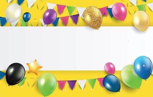 Glossy Happy Birthday Balloons Background Vector Illustration