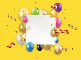 Glossy Happy Birthday Balloons Background Vector Illustration