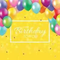 Glossy Happy Birthday Balloons Background Vector Illustration